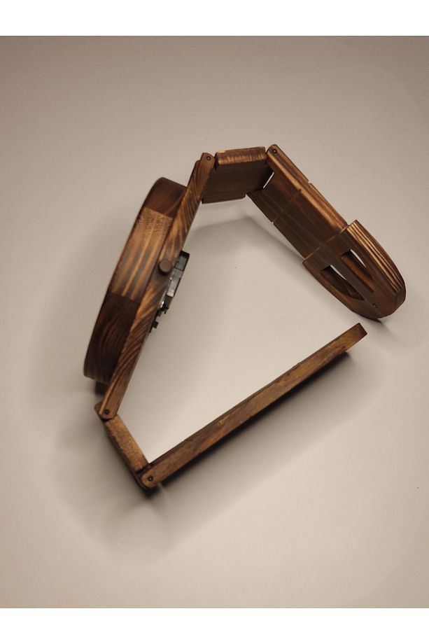 El Yapımı Ahşap Kol Saati Görünümlü Duvar Saati | Vintage Rustik Dekor 65cm - 5