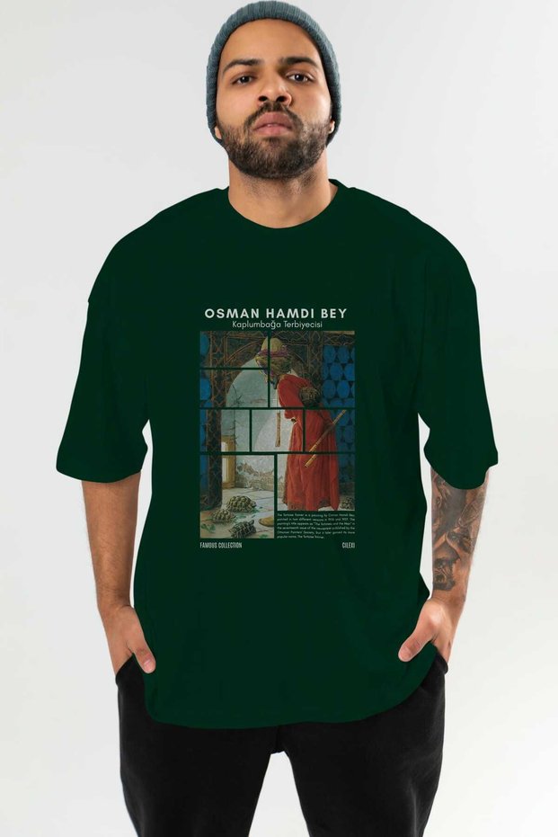 Osman Hamdi Bey Front Printed Green Oversize T-Shirt Men Women Crew Neck Cotton T-Shirt