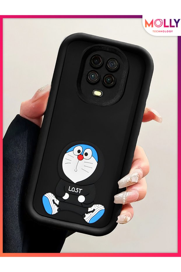 حافظة سيليكون دورايمون منقوشة ثلاثية الأبعاد بحواف سوداء سميكة لهاتف Xiaomi REDMI Note 9 PRO