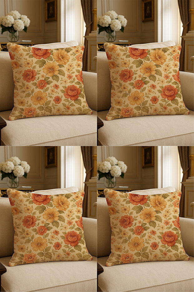 Special Design Digital Print Decorative Cushion Cover 43x43 cm Reversible 4-Piece Set