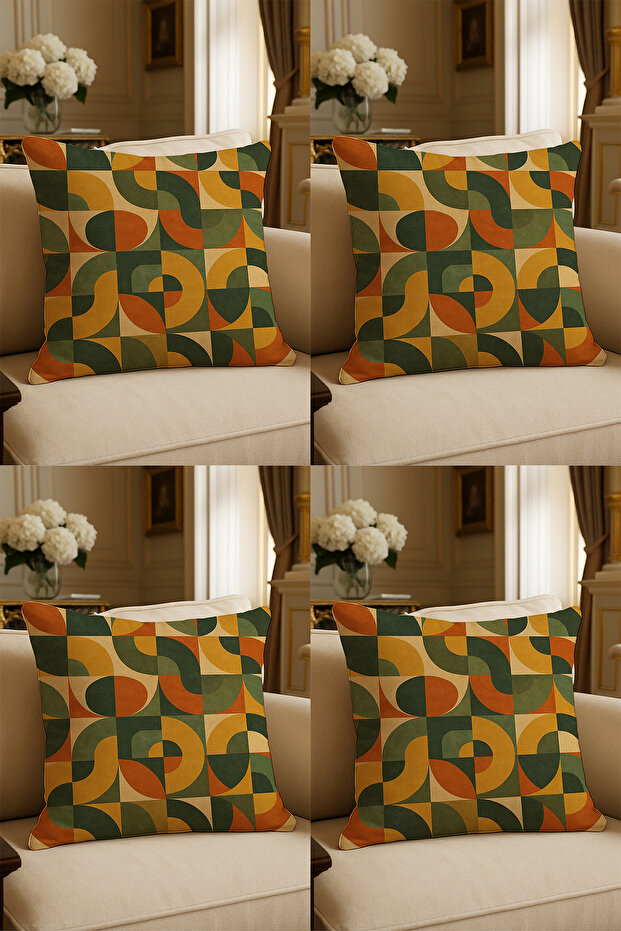Special Design Digital Print Decorative Cushion Cover 43x43 cm Reversible 4-Piece Set