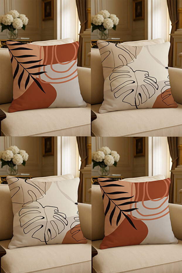 Special Design Digital Print Decorative Cushion Cover 43x43 cm Reversible 4-Piece Set