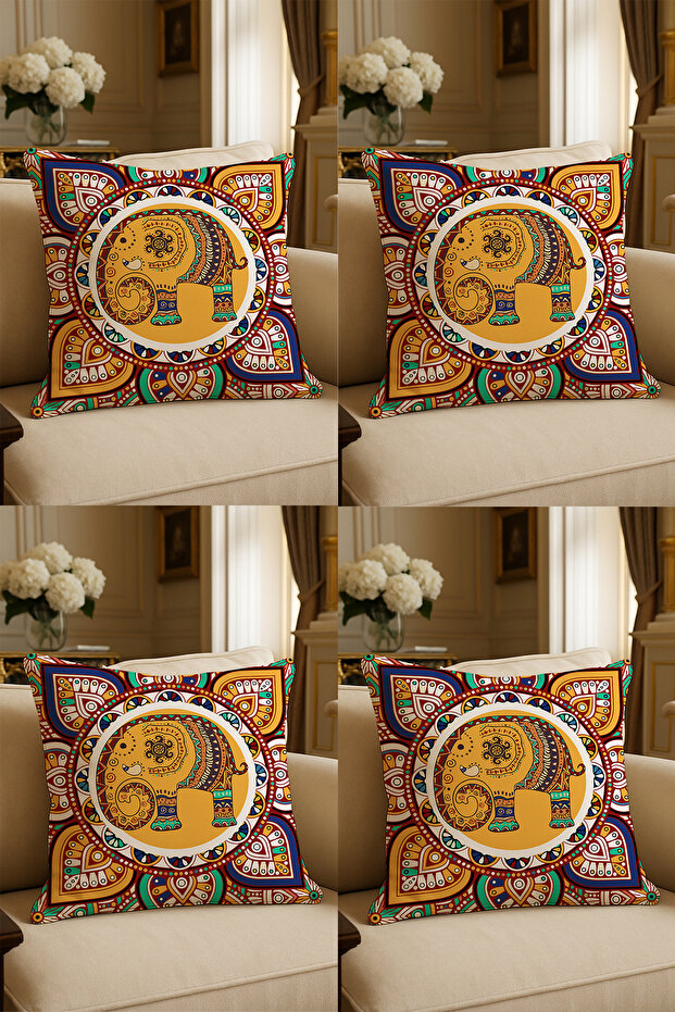 Special Design Digital Print Decorative Cushion Cover 43x43 cm Reversible 4-Piece Set