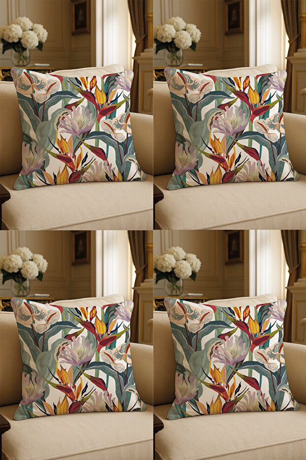 Special Design Digital Print Decorative Cushion Cover 43x43 cm Reversible 4-Piece Set