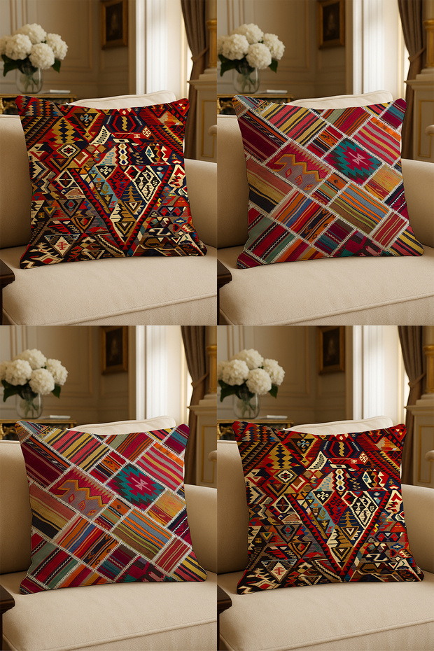 Special Design Digital Print Decorative Cushion Cover 43x43 cm Reversible 4-Piece Set
