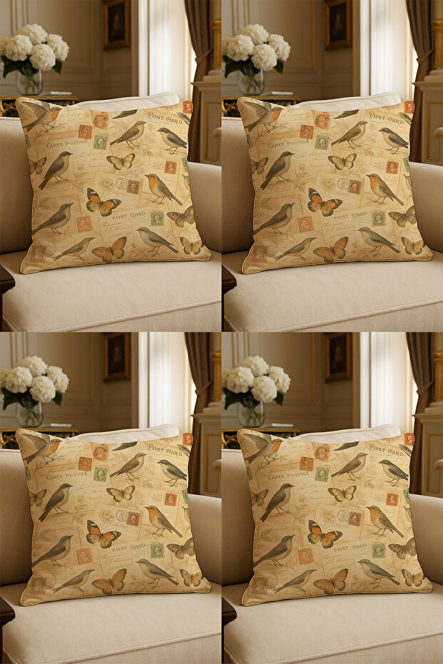 Special Design Digital Print Decorative Cushion Cover 43x43 cm Reversible 4-Piece Set