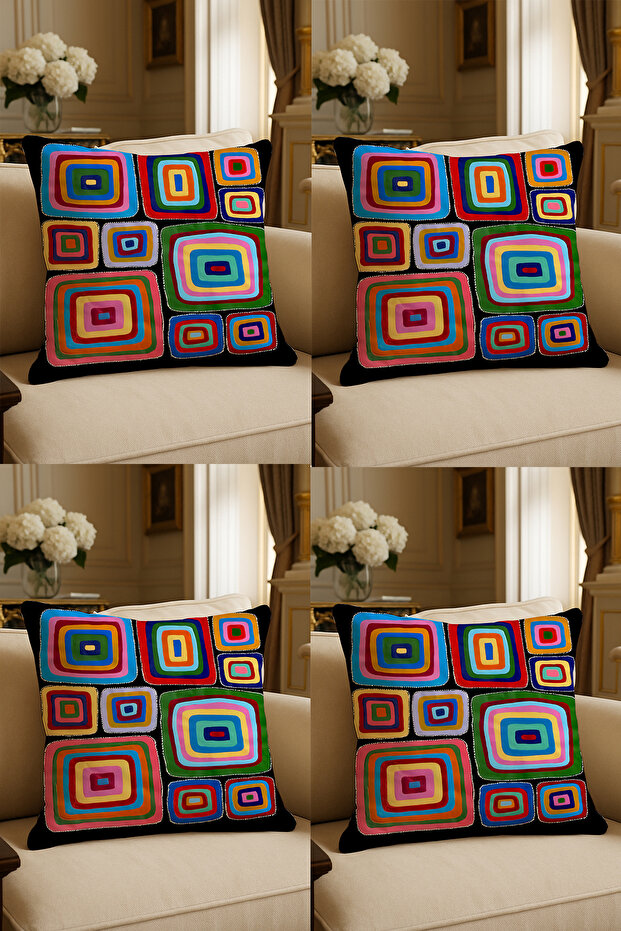 Special Design Digital Print Decorative Cushion Cover 43x43 cm Reversible 4-Piece Set