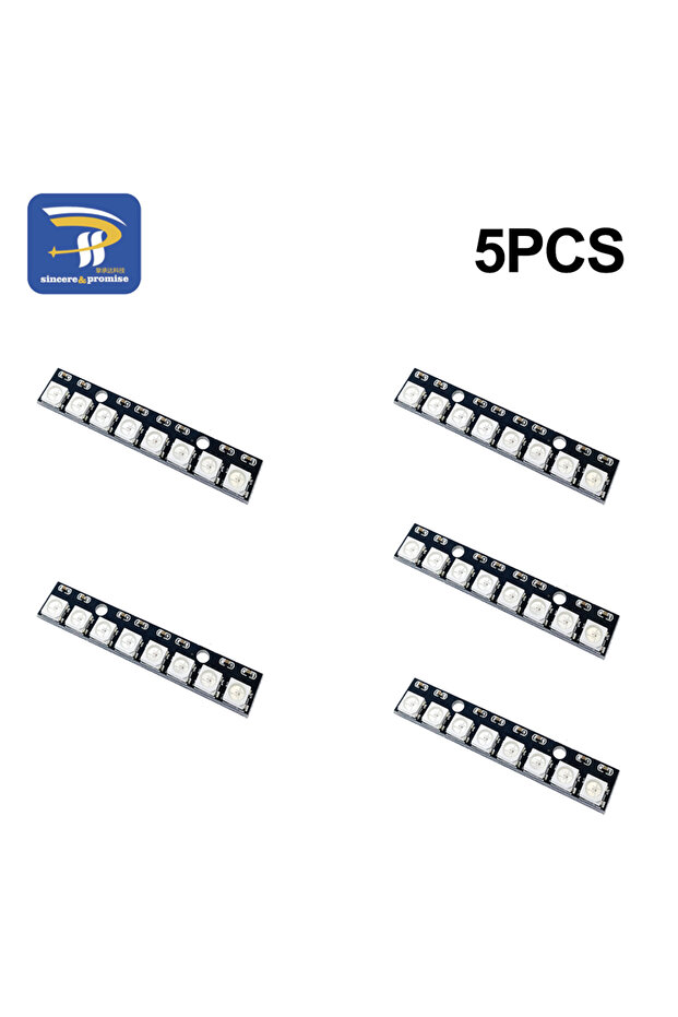 5PCS Black 8*1Bit 8 Bits WS2812 WS 2811 5050 RGB Full LED Lamp Panel Module 5V WS2812B Rainbow LED P