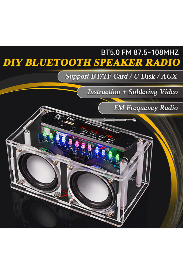 مجموعة مكبر صوت بلوتوث DIY مع راديو FM 87.5-108 ميجا هرتز مشروع لحام DIY مجموعة إلكترونية عملية...