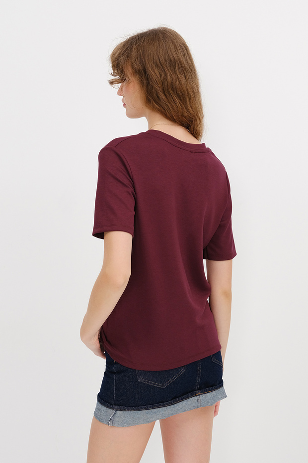 V Yaka Basic T-shirt P4380-D10 - 5