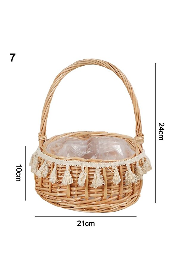 Style 7 Willow Rattan Woven Basket Wicker Half Moon Storage With Handle Sturdy Small Flower Basket F