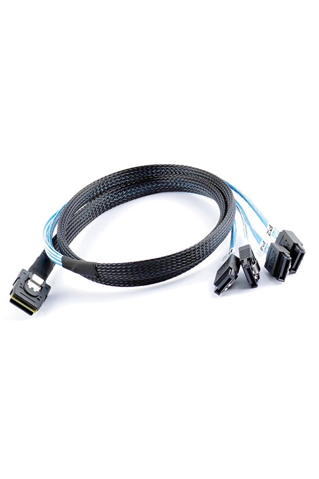 0.5 متر أزرق MINI SAS 36P SFF 8087 إلى 4 بطاقات صفيف SATA3 6G 1 تغيير 4 كابلات خادم اتصال البيانات