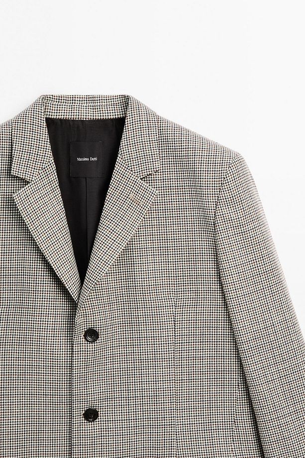 %100 yün kazayağı desenli blazer - 6