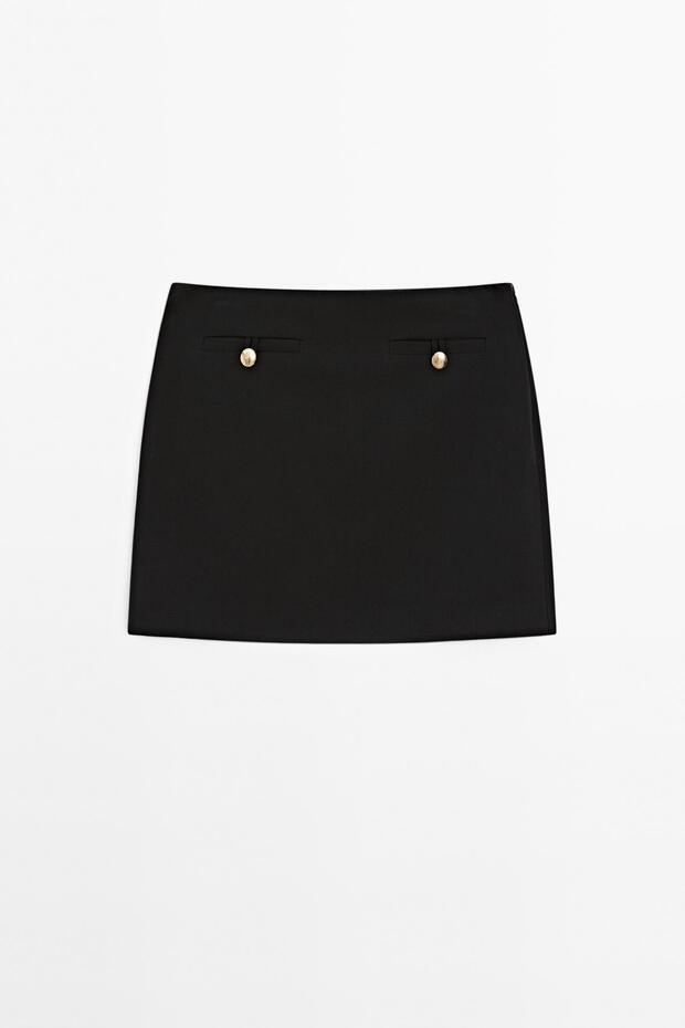 Düğmeli mini etek - 5