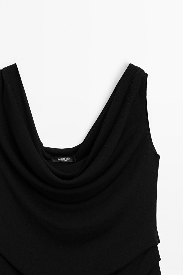 Dökümlü drape yaka top - 6