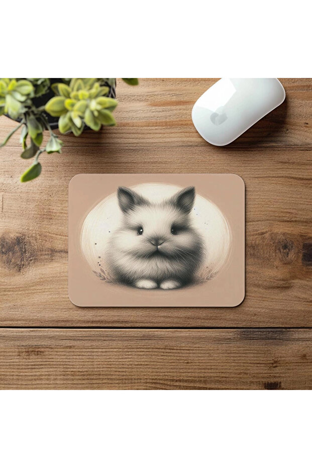 Simple Mouse Pad with Fluffy Bunny Design - 19X23 cm 2 mm Rectangular Imported Printed Mouse Pad - 4