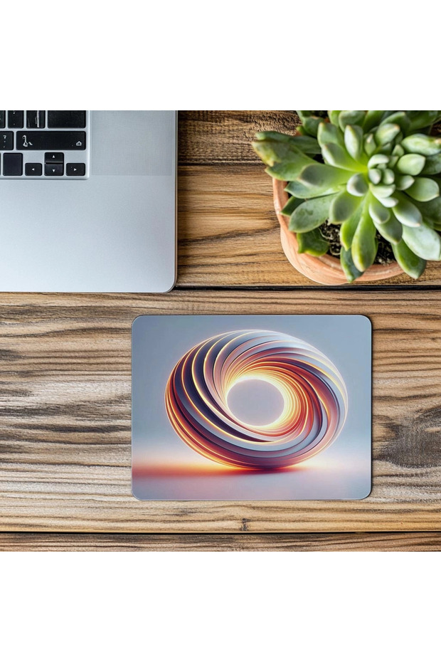 Modern Mouse Pad with Minimal Donut Form - 19X23 cm 2 mm Rectangle Imported Printed Mouse Pad - 3