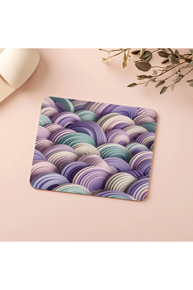 Flat and Pastel Patterned Arc Mouse Pad - 19X23 cm 2 mm Rectangular Imported Printed Mouse Pad - 5