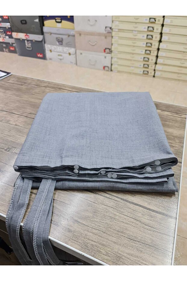 Lüks 1.Sınıf Kornişli Antrasit Balkon Perdesi En X Yükseklik Ölçülerle - 2