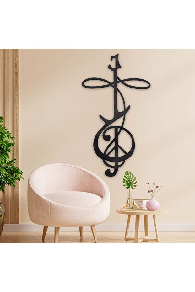 Modern black acrylic painting with a guitar pattern