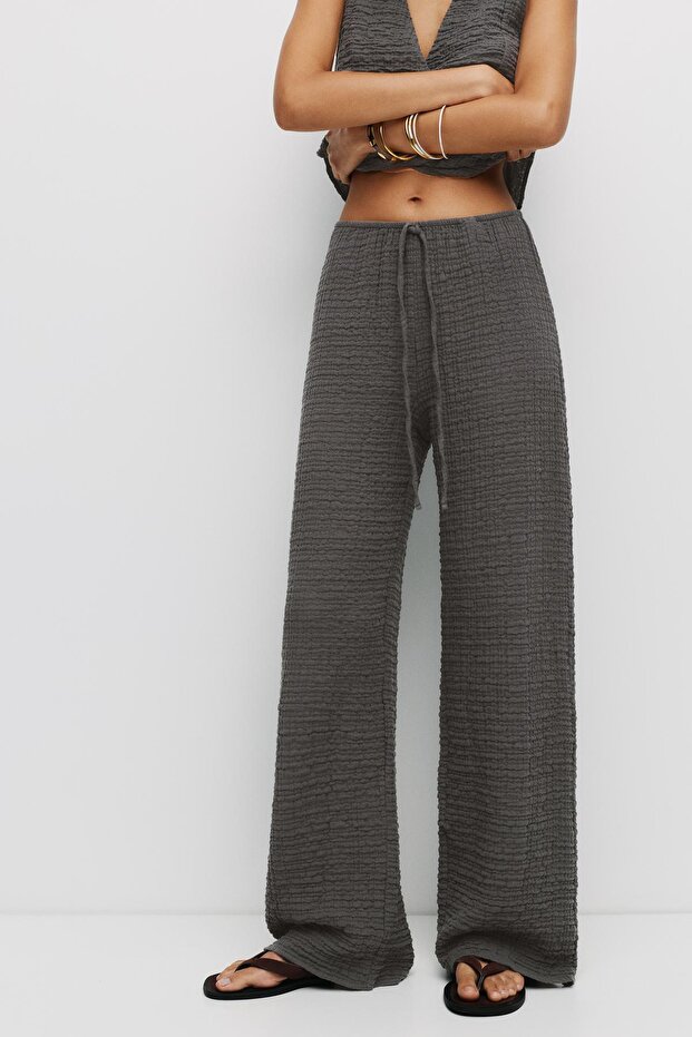 Büzgülü efektli jogger pantolon - 4