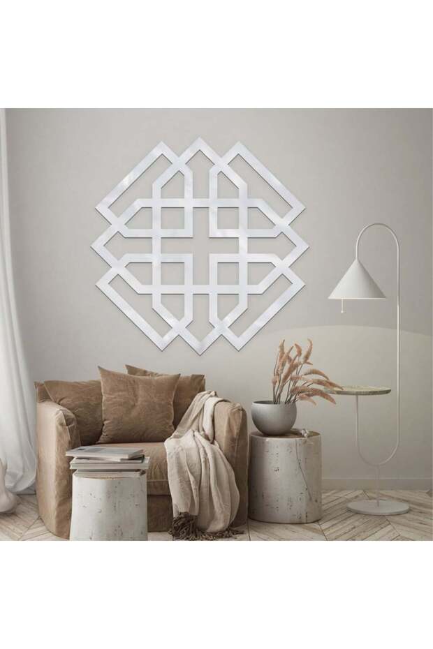 لوحة اكريلك فضي بنقشة زخرفة إسلامية - 1