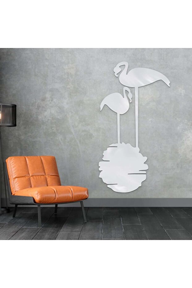 لوحة اكريلك فضي بنقشة فلامينغو - 1