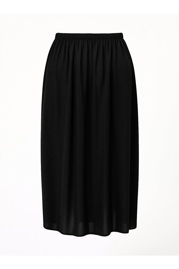 Basic Beli Lastikli İçlik Etek - Siyah - - 1
