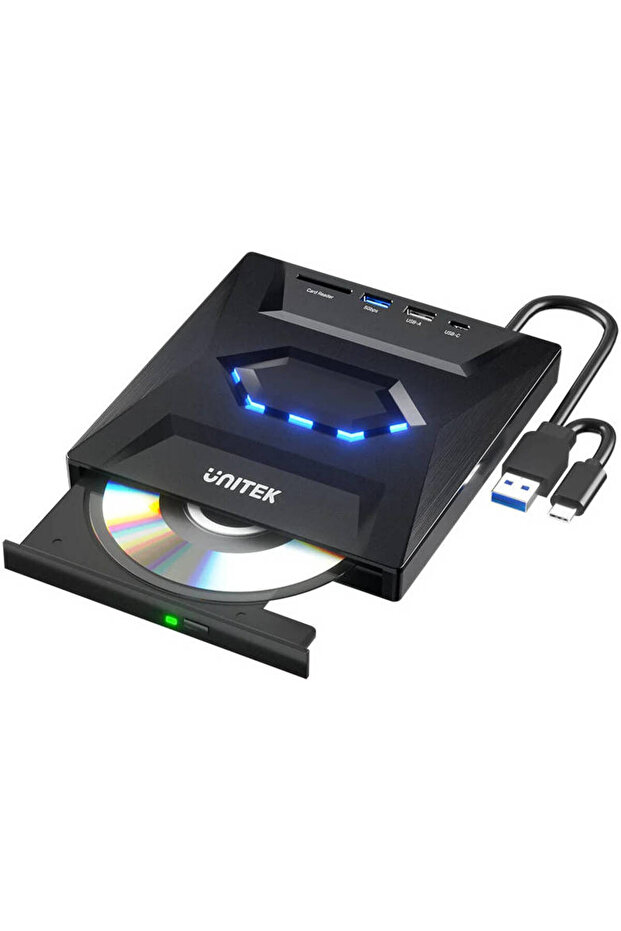 5-in-1 External Optical Drive with USB Hub