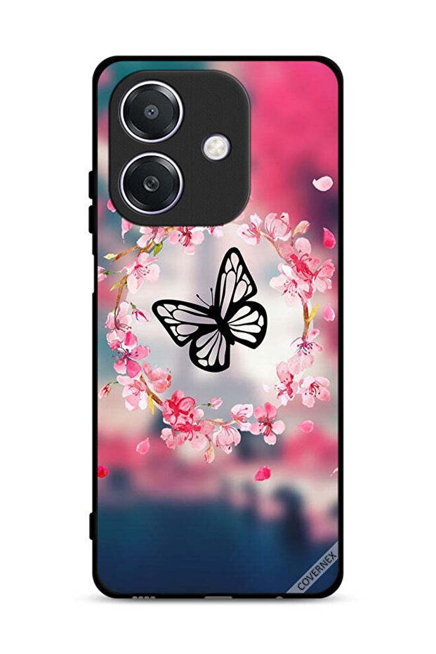 غطاء حماية Oppo A3 5G بتصميم فراشة وحلقة زهور