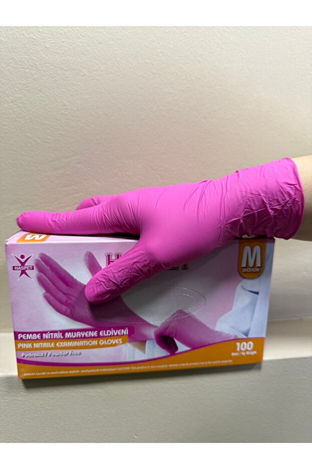 HASPET NİTRİL PEMBE RENK ELDİVEN - 3