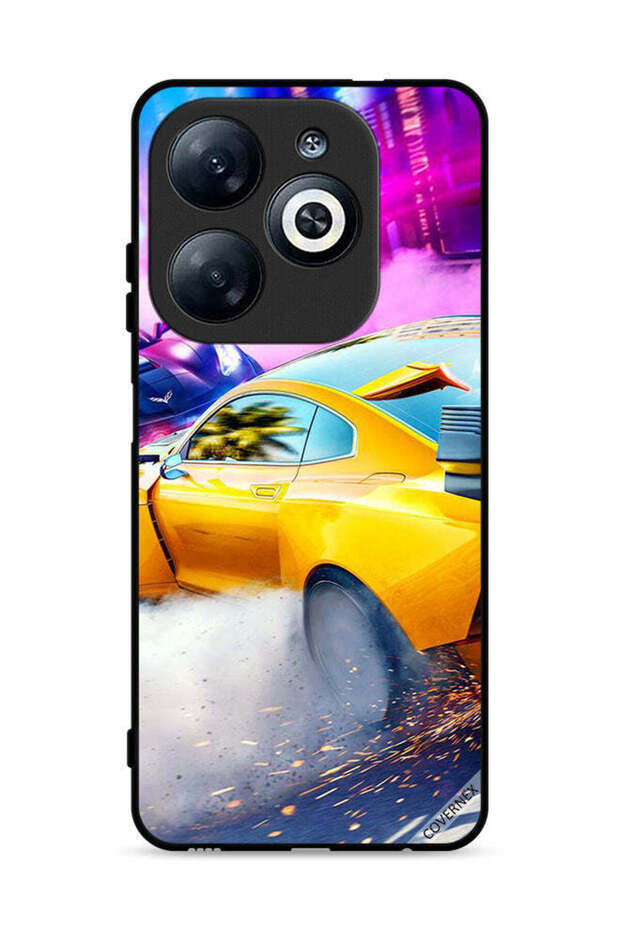 غطاء حماية لهاتف Infinix Smart 8 4G بتصميم سيارة سباق