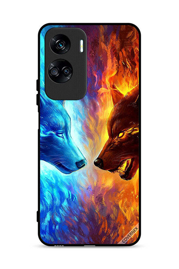 غطاء حماية لهاتف Honor 90 Lite 5G بتصميم ذئب الماء والنار