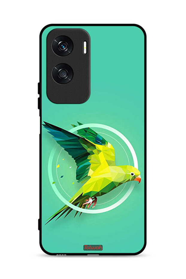 غطاء حماية لهاتف Honor X50i 5G بطبعة فن تجريدي ببغاء