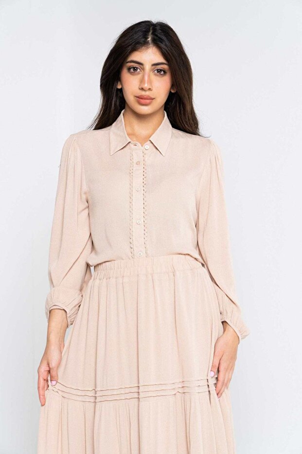 Women's Solid High Neck Long Sleeve Shirt