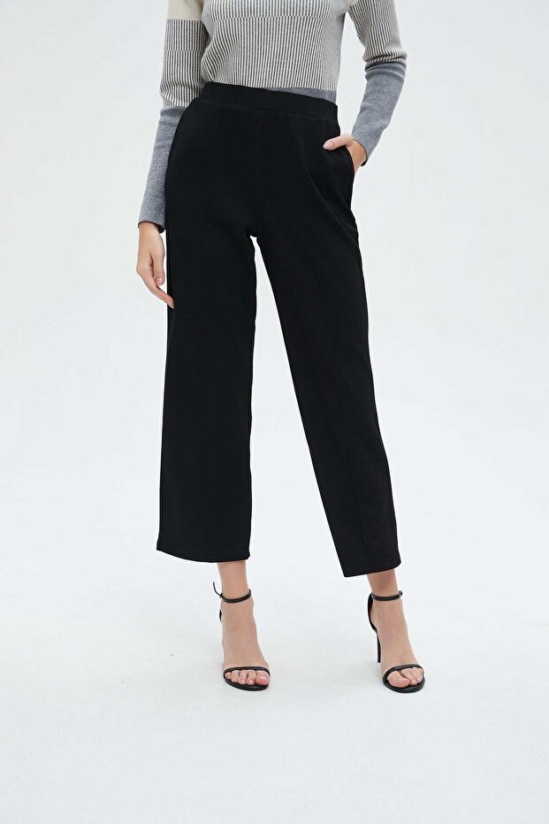 بنطال طويل سادة مع جيوب - 1