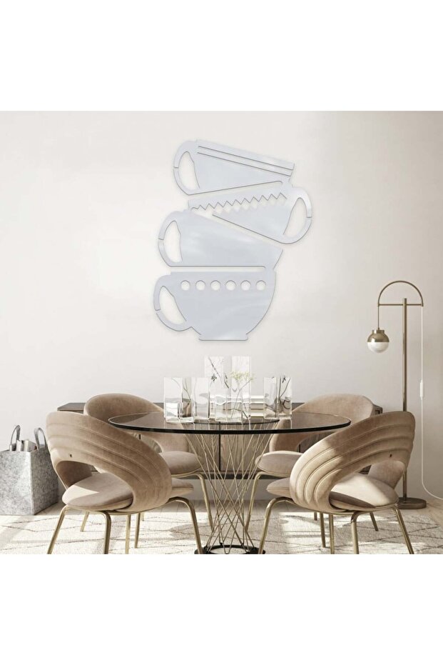 لوحة اكريلك فضي بنقشة قهوة - 1