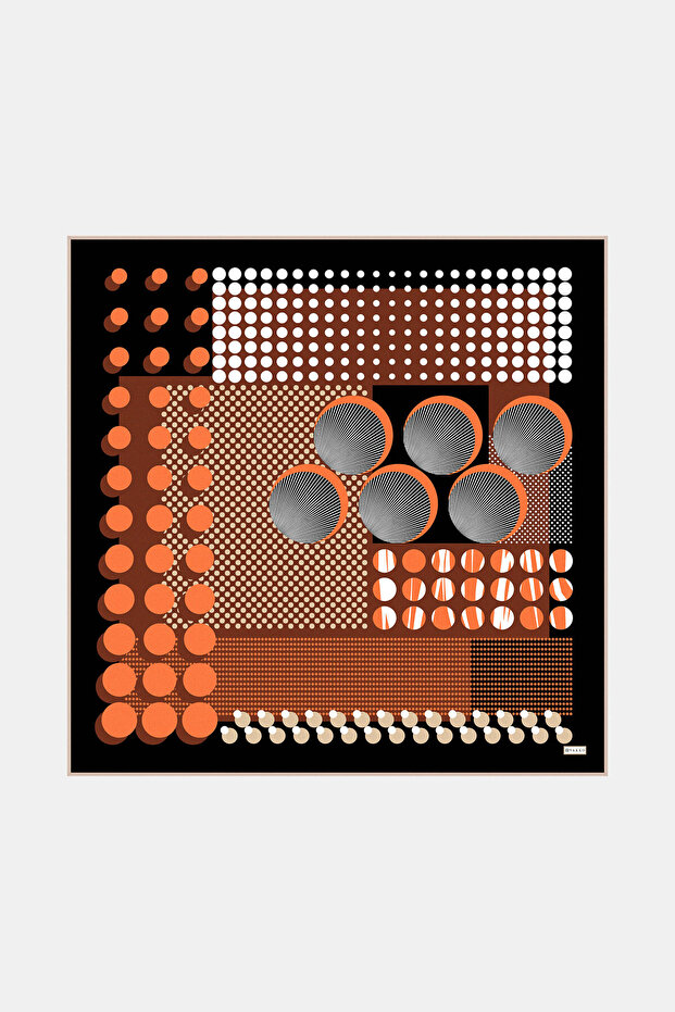 وشاح من نسيج التويل بنمط هندسي أسود - 1