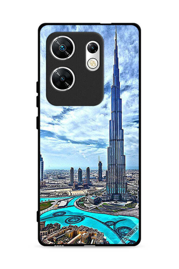 غطاء حماية لهاتف Infinix Zero 30 4G بطبعة برج خليفة مع غيوم مؤثرة