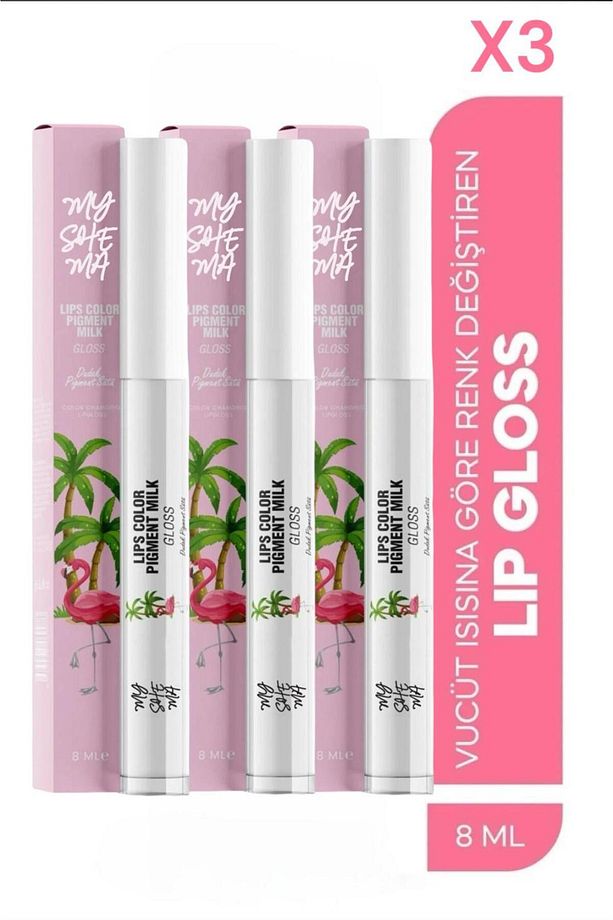 Lip Gloss Dudak Pigment Sütü Vücut Isısına Göre Renk Değiştiren Sihirli Gloss 8 ml 3 Adet - 1