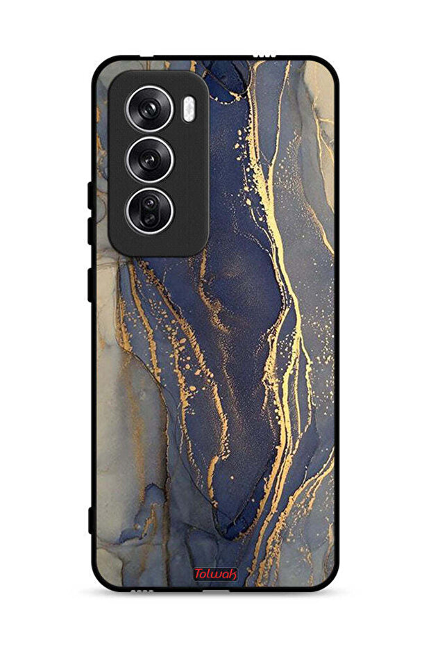 غطاء حماية لهاتف Oppo Reno12 5G بنقشة رخامية لامعة