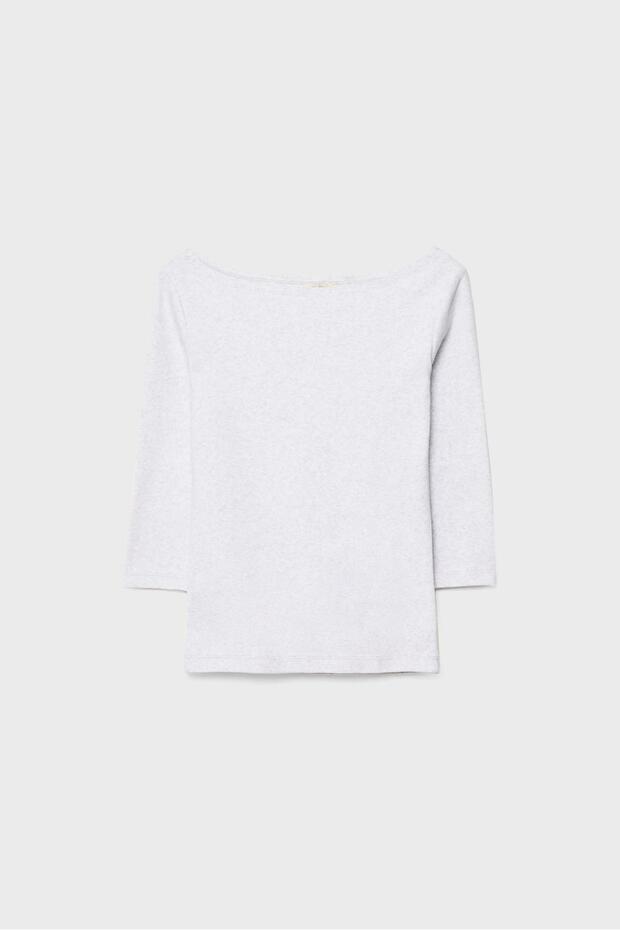 Basic geniş yaka tişört - 5