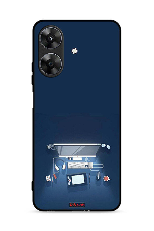غطاء حماية لجهاز Realme Note 60 4G بتصميم فني لمكتب الكمبيوتر