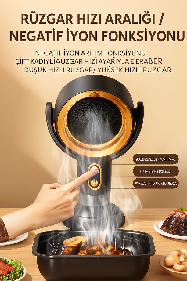Şarjlı Hava Temizleyici Mini Masa Üstü Hava Emici Sigara Kokusu Negatif İyon Fonksiyonu, USB Şarjlı - 5