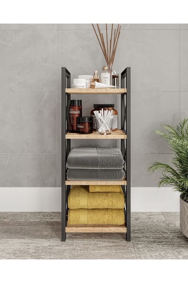 MİNİ Dekoratif Banyo Rafı Havluluk Peçetelik 4 KATLI - 3