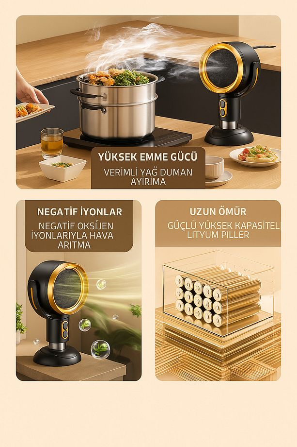 Şarjlı Hava Temizleyici Mini Masa Üstü Hava Emici Sigara Kokusu Negatif İyon Fonksiyonu, USB Şarjlı - 4