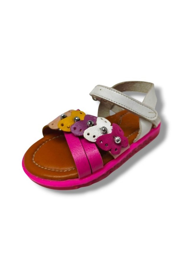Bagcı 3039-20 Colorful Heart Velcro Girls Sandals Pink White 21-25