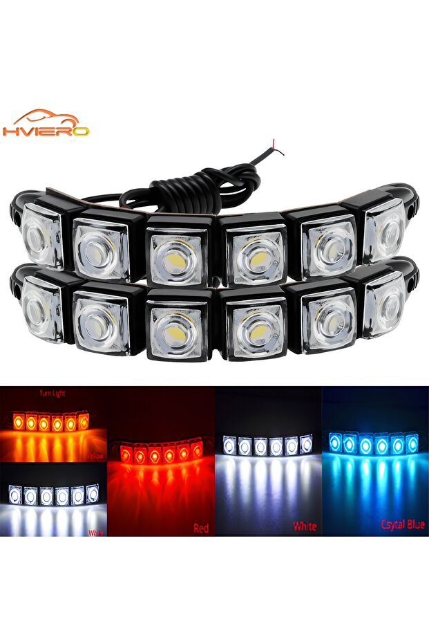ضوء تشغيل نهاري مرن مزخرف للسيارة أحمر 2X مقاوم للماء DRL 6 رقائق LED للسيارة ضوء تشغيل نهاري مرن مزخرف للسيارة