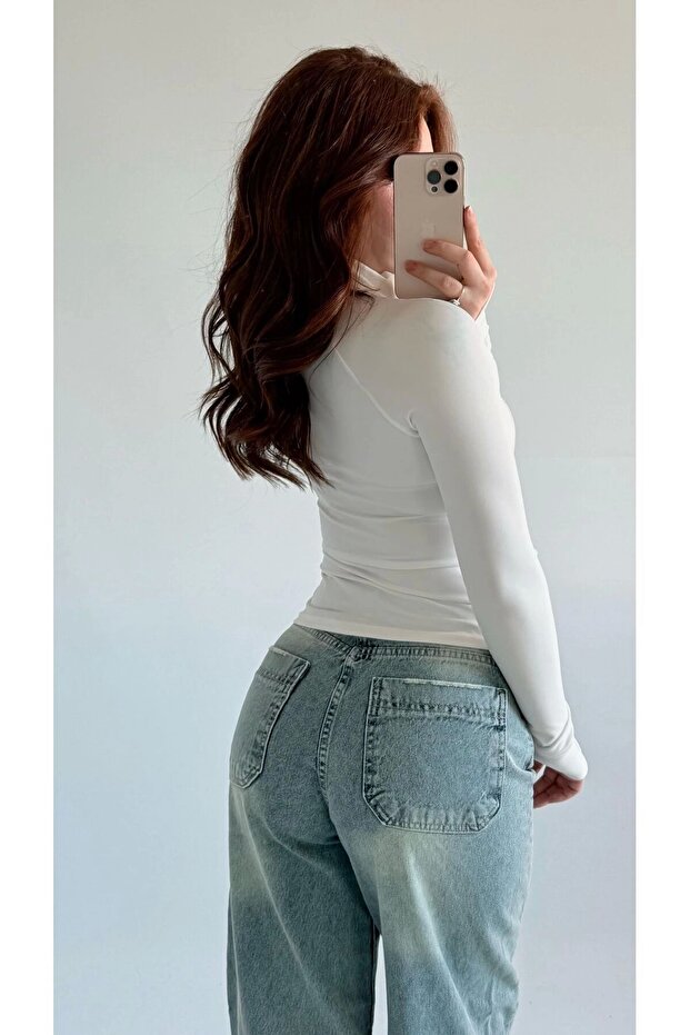 Rover Basic Slim Fit Fermuarlı Bluz - 5