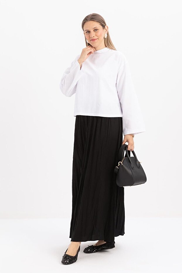 Siyah-Kraşlı Lastikli Basic Etek - 2